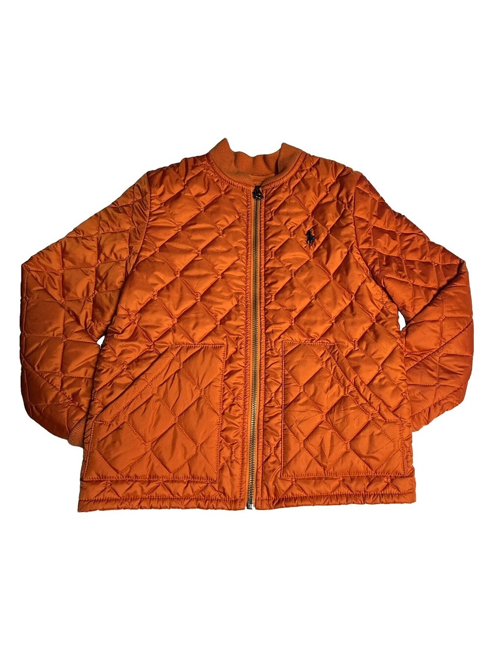 Polo Ralph Lauren Quilted Bomber Jacket Youth Size 6 Orange Hunt